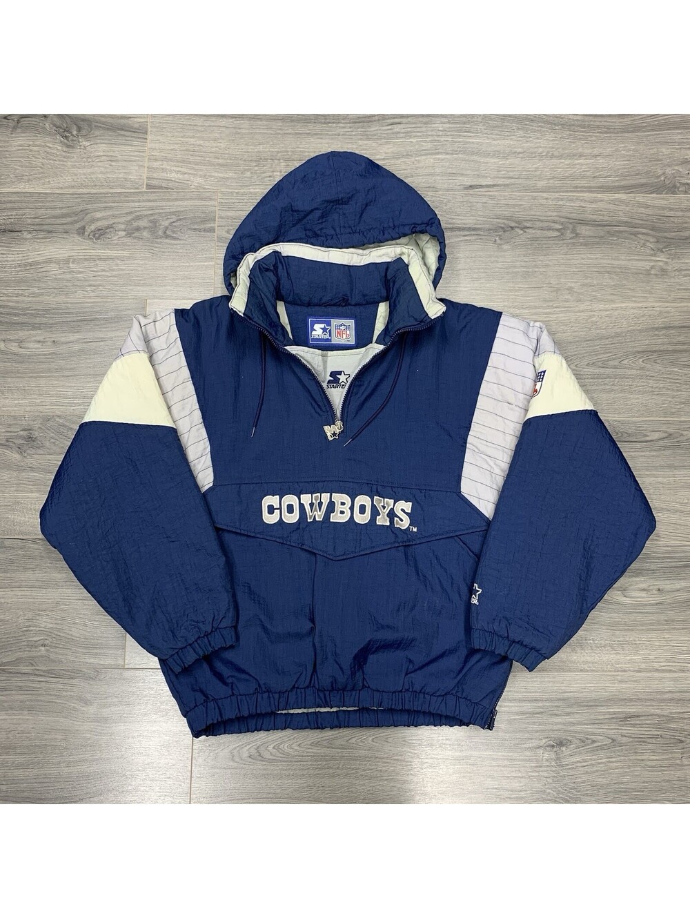 Vintage 1990S Starter Dallas Cowboys Jacket Medium Rare Men’s Quarter Zip Puffer